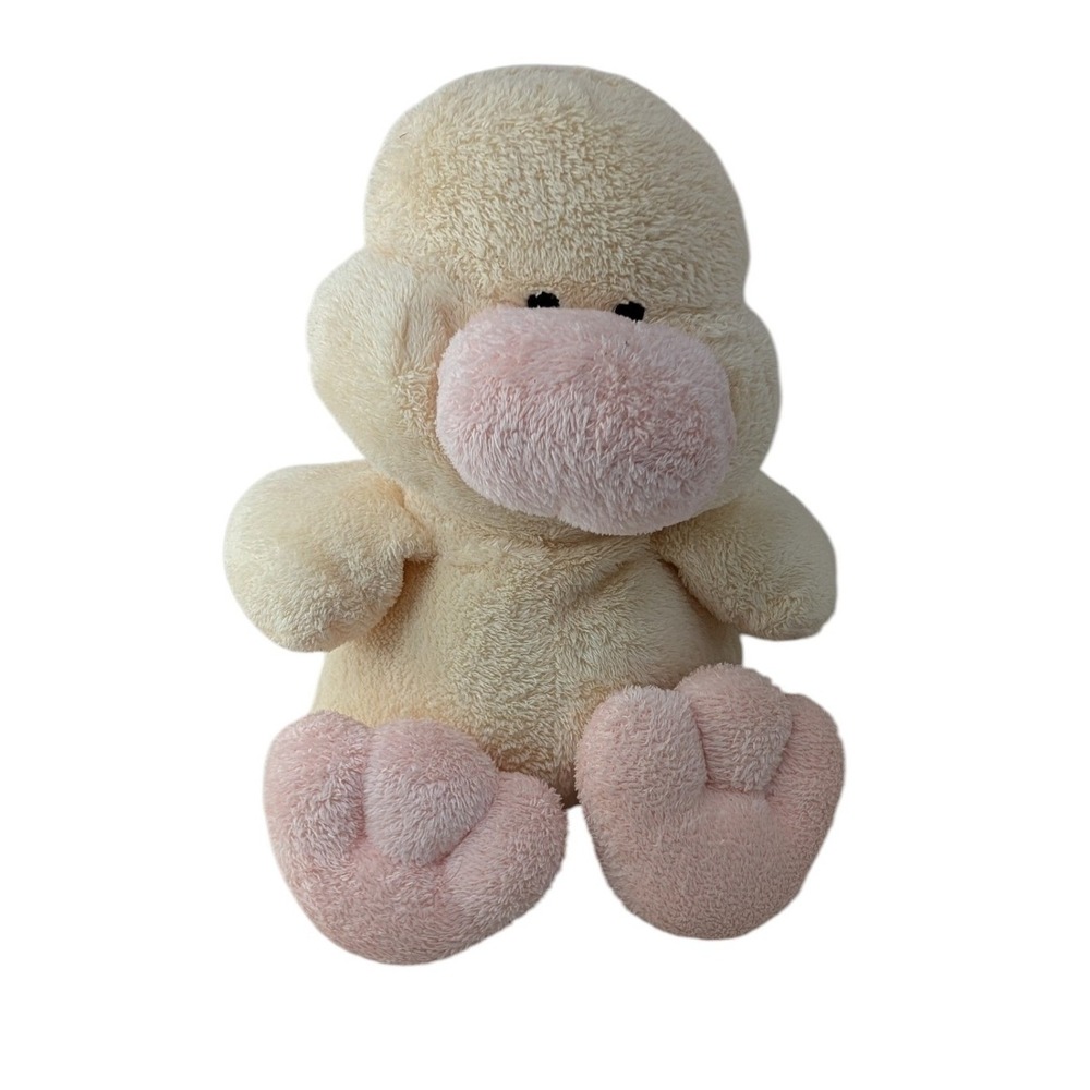 Ty Pluffies Puddles Duck 9" Yellow Peach Soft Plush 2002 Stitched eyes